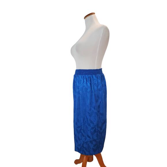 Vintage Retro 1980s Embossed Blue Elasic Secretary Skirt S 8 - Picture 4 of 15